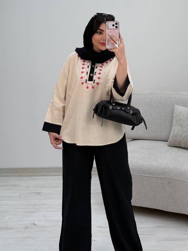 ست شومیز شلوار لینن فریسایز ۳۸تا۴۴ آرتینا