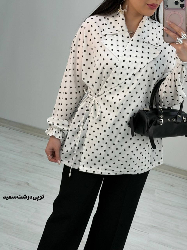 شومیز یقه انگلیسی کرپ بوگاتی فریسایز ۳۸تا۴۶ همتا