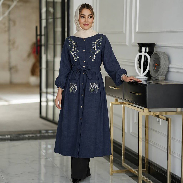 مانتو گلدوزی شانتون فریسایز ۳۸تا۴۸ نازگل