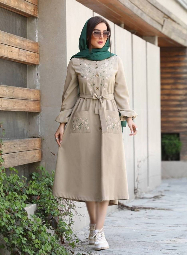 مانتو گلدوزی شانتون فریسایز ۳۸تا۴۸ نازگل