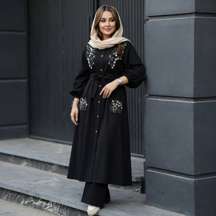 مانتو گلدوزی شانتون فریسایز ۳۸تا۴۸ نازگل