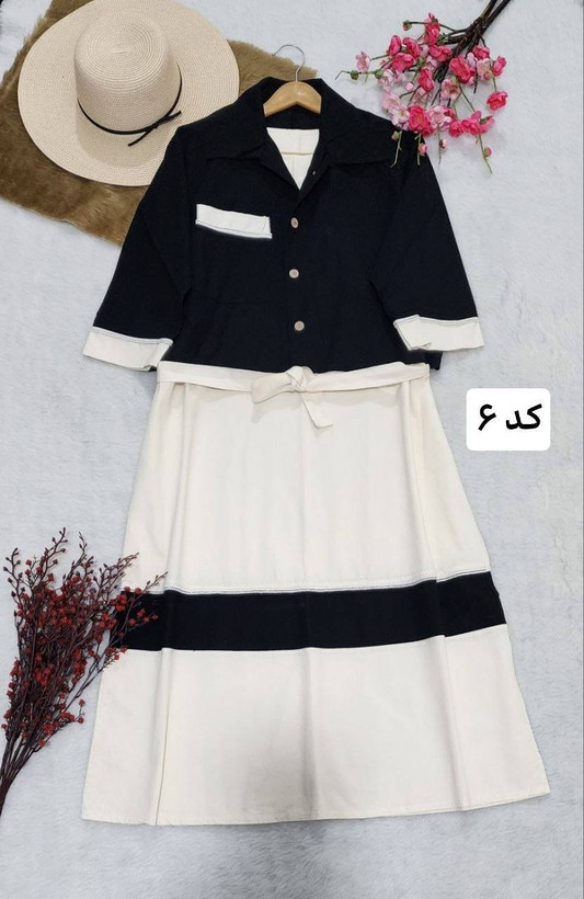 ست کت و سارافون لینن نخ فریسایز ۳۸تا۴۶ آیسو