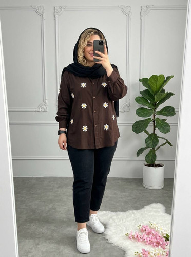 شومیز لینن نچرال اعلا فریسایز ۳۸تا۴۶ بابونه
